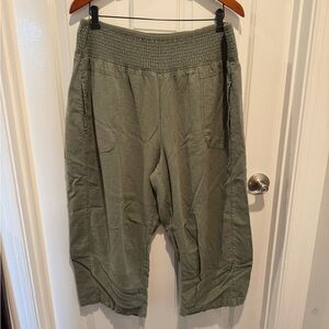 Pilcro Olive Wide-Leg Cropped Pants